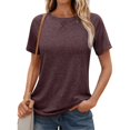 thumbnail image 2 of LUOGENLI T-shirts pour Femme pour Femmes Femmes Été Manches Courtes Léger Doux Col Rond T-Shirt Manches Courtes Hauts Vêtements T-shirts pour Femmes T-shirts Graphiques T-shirts d'Été Vêtements d'Été Rouge P, 2 of 9