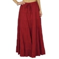 thumbnail image 1 of Phagun Women's Summer Cotton Maroon Skirt Ethnic Design Drawstring Waist - 14, 1 of 1