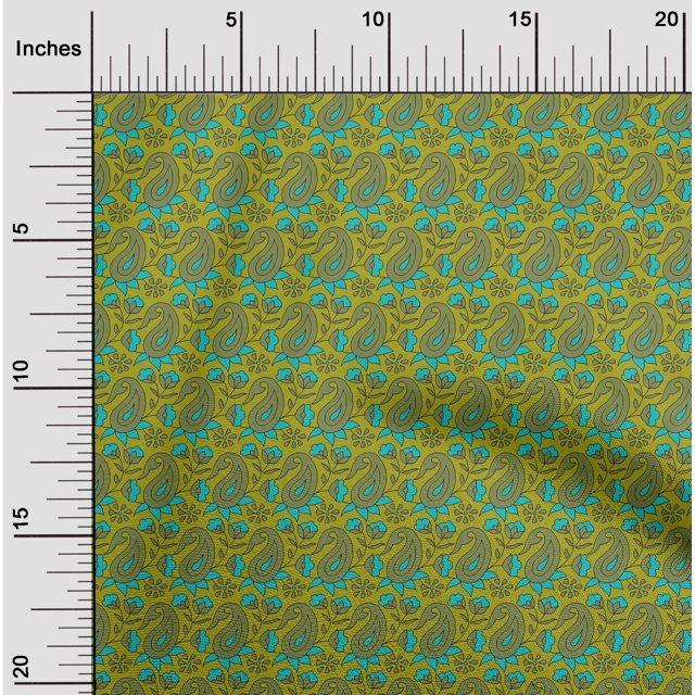 oneOone Cotton Poplin Fabric Leaves|Floral & Paisley Block Print Sewing Fabric BTY 42 Inch Wide