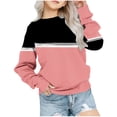 thumbnail image 1 of Besolor Oversized Sweatshirt for Girls Fall Casual Round Neck Long Sleeve Tops Fashion Color Block Outfits, 1 of 5