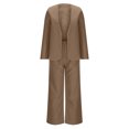 thumbnail image 4 of Timegard 2 Piece Suits Set for Women Button V Neck Open Front Jackets Business Office Wide Leg Pant Blazer Outfits, 4 of 6