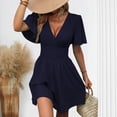 thumbnail image 1 of Ovzne Robes Grande Taille pour Femmes aux Formes Robe Femme Nouvelle Robe à Col en V Profond Uni à Manches Feuille à Manches Courtes à Capuche Robe Maxi Grande Taille à Manches Courtes Liquidation, 1 of 6