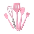 thumbnail image 2 of ZZkhGO 5-Piece Silicone Baking Utensil Set, Non-Stick Kitchen Tools with Spatula Whisk Brush, Heat-Resistant Oven Safe Cooking Accessories for Baking, Pink, 2 of 6