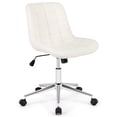 thumbnail image 1 of Costway Upholstered Armless Office Chair with Adjustable Height & Wheels for Small Spaces White, 1 of 10
