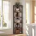 thumbnail image 1 of Fnova 70.9" 6-Tier Corner Shelf, Rustic Corner Bookshelf, Compact Storage Rack for Living Room, Home Office, Kitchen, 1 of 11
