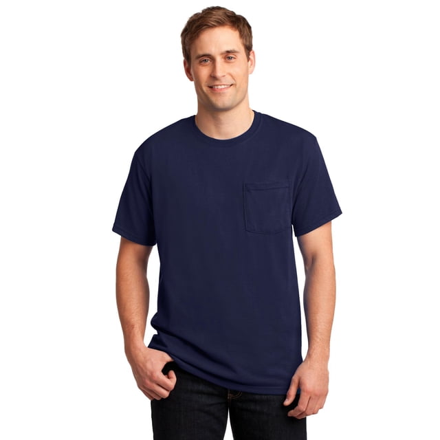 Jerzees Mens DRI-POWER Active Short Sleeve Pocket Crew T-Shirt, S, J Navy