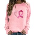 thumbnail image 1 of Jsaierl Sweat-Shirt de Sensibilisation au Cancer du Sein pour Femmes Ruban Rose Cœur Graphique Manches Longues Col Rond Pull Inspirant, 1 of 2