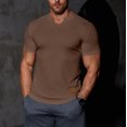 thumbnail image 3 of Styesk T-Shirts pour Homme T-Shirt Décontracté Uni à Texture Verticale à Manches Courtes à Col en V, 3 of 4