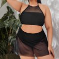thumbnail image 1 of EGNMCR Bikini Set Ladies Fashion Woman Plus Large Size Solid Color Mesh Splicing Lacing Women's Split Swimsuit, 1 of 1
