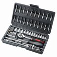 thumbnail image 1 of 46Pcs Combination Tool Kit 1/4 Ratchet Wrench Socket Screwdriver With Plastic Toolbox Spanner Household Car Repair Hand Tool Set, 1 of 5
