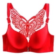 thumbnail image 1 of Mrat Women's Bra Wire Free Underwear Front Closure Backless Bra S-78 Red-A 50C, 1 of 6