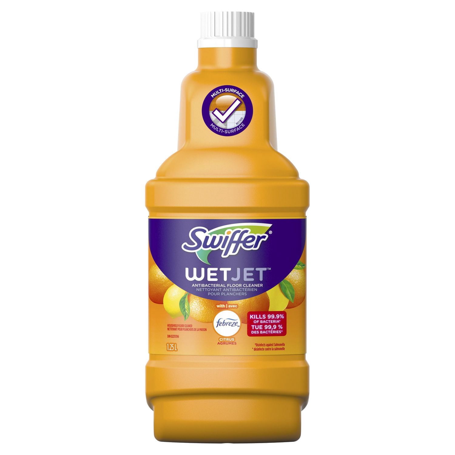Swiffer WetJet Multi-Purpose Floor and Hardwood Liquid Cleaner Solution Refill, with Febreze Sweet Citrus & Zest, 1.25 Litres