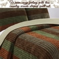 thumbnail image 4 of Cozy Line Home Fashions Rhett Dark Brown Sage Green Bold Striped Velvet Reversible Quilt Bedding Set, Coverlet, Bedspread Set (Brown/Sage, King - 3 Piece), 4 of 4