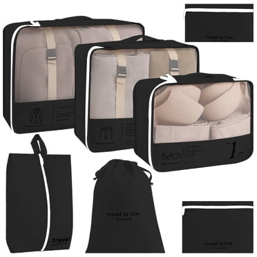 7-Piece Travel Packing Cubes Set, Luggage Organizers with Labels