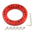 thumbnail image 3 of DYNWAVECA Aluminum Alloy Car Steering Wheel Hub Adapter Spacer Pad, with 6 Screws Universal Steering Accessories Parts Racing Car Conversion Spacer , Red, 3 of 6