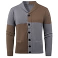 thumbnail image 1 of Lovzfmll Cardigan en Tricot à Blocs de Couleur pour Homme, Revers Cranté, devant Boutonné, Extensible, Gris, G, 1 of 7