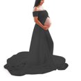 thumbnail image 1 of Pregnant Women Chiffon Patchwork Off Shoulder Front Slit Floor Length Dress Prop, 1 of 8