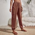 thumbnail image 3 of AherBiu Pantalons Taille Haute pour Femmes avec 4 Poches Printemps Automne Décontracté Ample Bas Resserré, 3 of 6