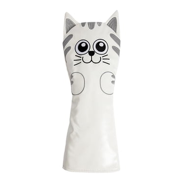 jinwen Couvre-Chefs de Club de Golf Maillé Putter Motif Chat Accessoires Putter Queue Couvre-Chef Conducteur Blanc