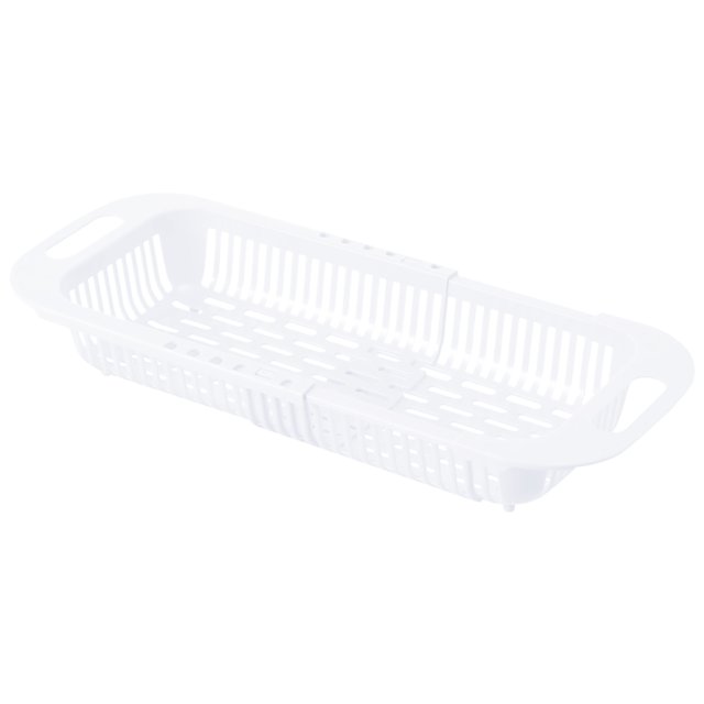 Oleegame 1PC Shower Soap Dish With Hook Household Retractable Vegetable Sink Drain Basket Kitchen Sink Drain Rack White