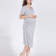 thumbnail image 4 of Penkiiy Chemise de Nuit d'Allaitement pour Femme Robe de Maternité Robe d'Allaitement Combinaison Intégrale Tenue de Nuit 2TG Gris, 4 of 6