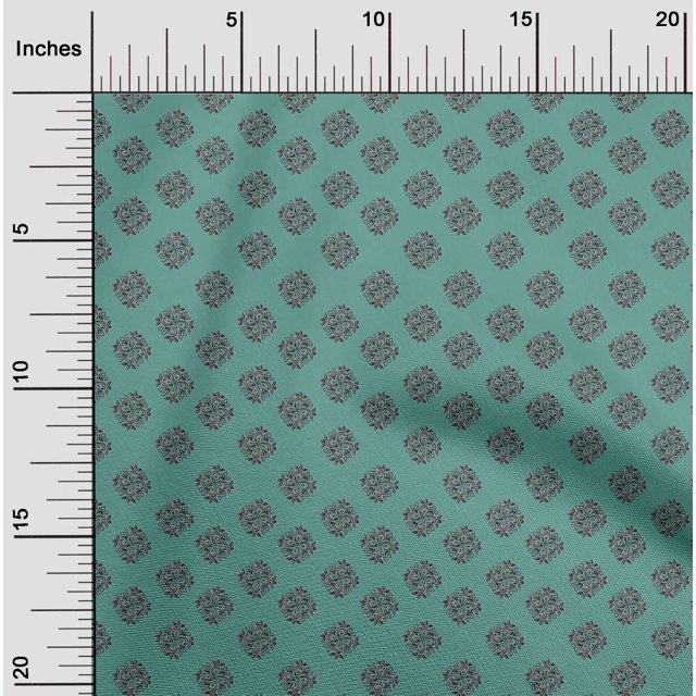 oneOone Polyester Lycra Fabric Floral Block Print Fabric BTY 56 Inch Wide