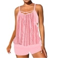 thumbnail image 2 of UPPADA Women Tankini Swimsuits Set Two Piece Tummy Control Bathing Suit Racerback Flowy Swimwear Swim Dress with Bra Skirted Bathing Suit Modest Swimwear with Shorts Clearance on Sale Pink,S, 2 of 6