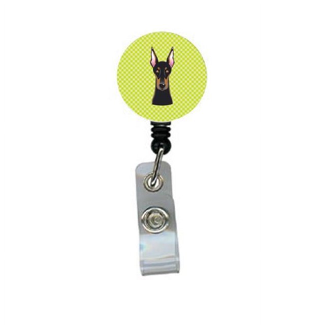 Carolines Treasures BB1307BR Enrouleur d'Insigne Rétractable Doberman à Damier Vert Lime