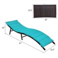 thumbnail image 3 of Costway 2 Pcs Chaise Longue Pliante en Rotin pour Patio avec Coussin Double Face Turquoise, 3 of 10