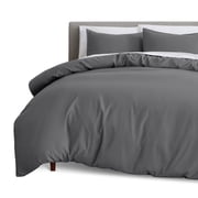 Bare Home Luxury Duvet Cover and Sham Set - Premium 1800 Collection - Ultra-Soft - Oversized King, Gray, 3-Pieces