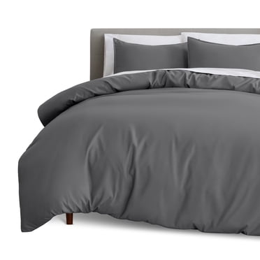 Bare Home Luxury Duvet Cover and Sham Set - Premium 1800 Collection - Ultra-Soft - Full, Gray, 3-Pieces