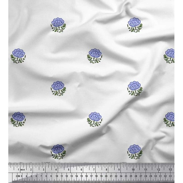 Soimoi Feuilles de Tissu de Crêpe de Polyester & Tissu Imprimé Floral 1 Yard 42 Inch Wide