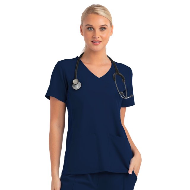 Meavn Matrix Impulse Women's Knitted Panel Mock Wrap Scrub Top (Free Shipping)