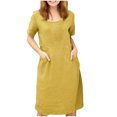 thumbnail image 2 of Gspmoly Robe pour Femmes, Mode d'Été pour Femmes Robe à Manches Courtes à Col Rond Mi-Mollet Robe Imprimée Robes d'Été pour Femmes Cadeaux de Vacances, 2 of 8