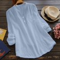 thumbnail image 1 of Women's Knot Long Sleeved Button Down Small V Neck Shirt Loose Multicolor Top Sports Tops for Women Oversize Denim Shirt Ladies Blouses Button down Medium Sleeves for Ladies under Shirts Women Long, 1 of 2