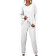 thumbnail image 2 of Innerwin Loungwear Elastic Waist Ladies Nightwear Sleep Drawstring With Pockets Sleepwear White M, 2 of 6