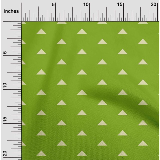 oneOone Georgette Viscose Green Fabric Triangle Geometric Crafts Projects Decor Fabric Printed By The Yards 42 Inches Wide