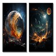 thumbnail image 2 of Designart "Celestial Worlds II" Galaxies Framed Wall Art Set Of 2 - Teal Fantasy Gallery Wall Frame Set For Home Decor, 2 of 6