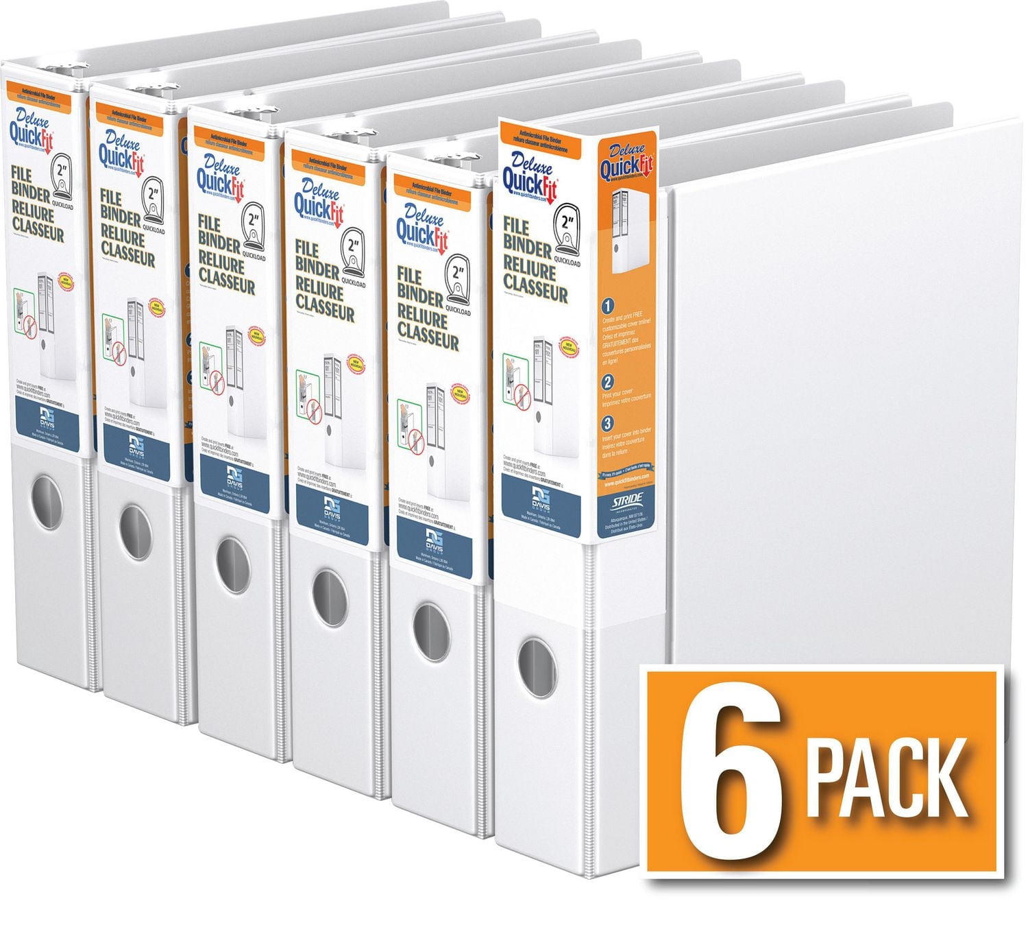 QuickFit® Heavy Duty File Binder, Quickload D Ring, 6 Pack, 2"