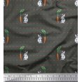 thumbnail image 1 of Soimoi Japan Crepe Satin Fabric Carrot & Rabbit Dots Print Fabric by Yard 42 Inch Wide, 1 of 5