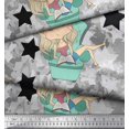 thumbnail image 2 of Soimoi Poly Georgette Fabric Star,Cloud & Sleepy Girl Decor Fabric Printed Yard 52 Inch Wide, 2 of 3