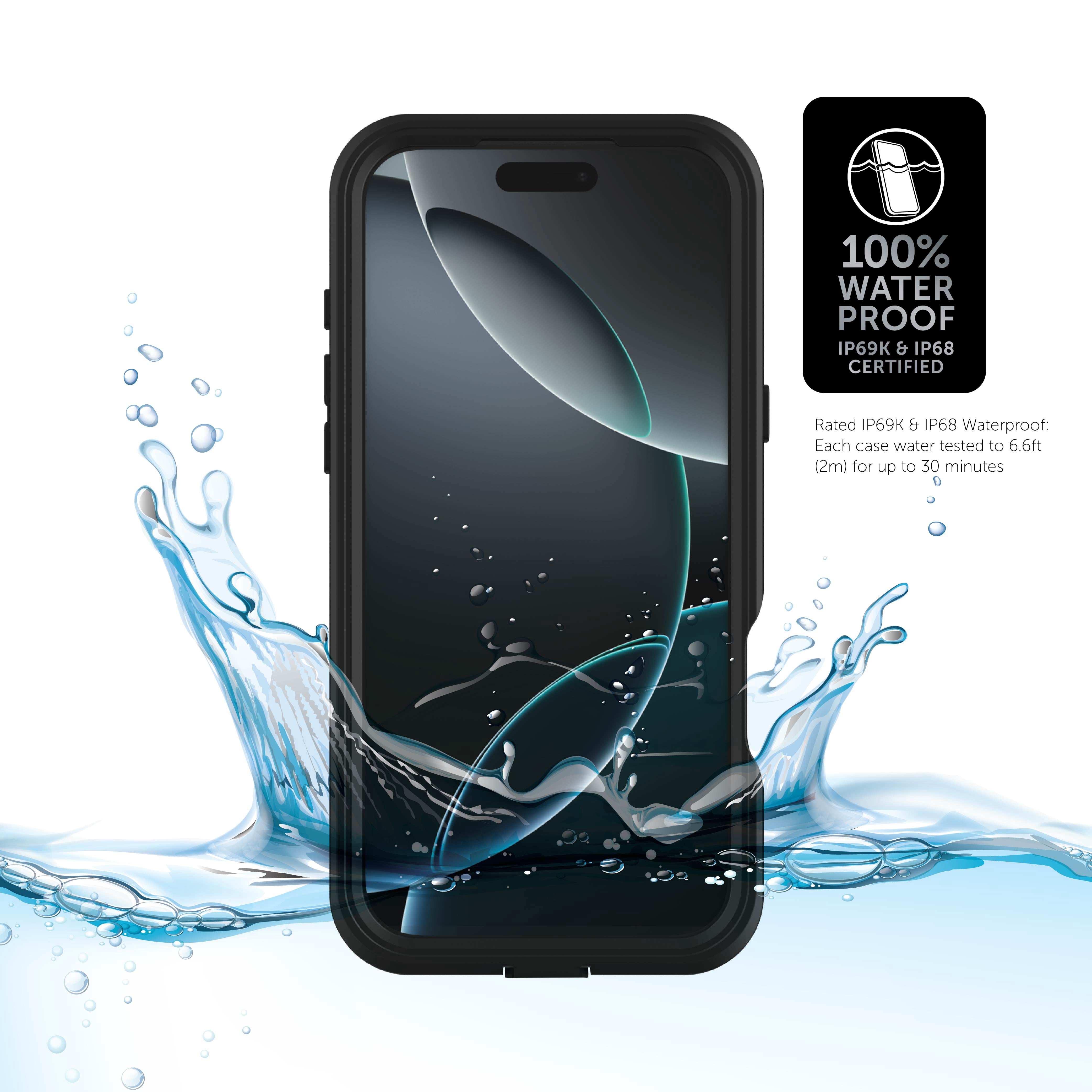 Body Glove Tidal Waterproof Case for iPhone 16 Pro Max - Black/Clear