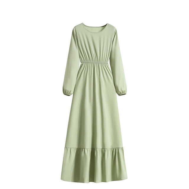 Gspmoly Robes pour Femmes, Robe Décontractée Mode pour Femmes à Col Rond à Manches Longues, Robe Longue à Taille, Robes de Mariage pour Femmes Offres du Jour