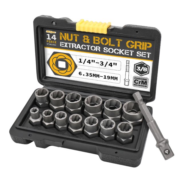 14 Pieces Nut Remover Socket Set Extractor Tool Nut Extractor