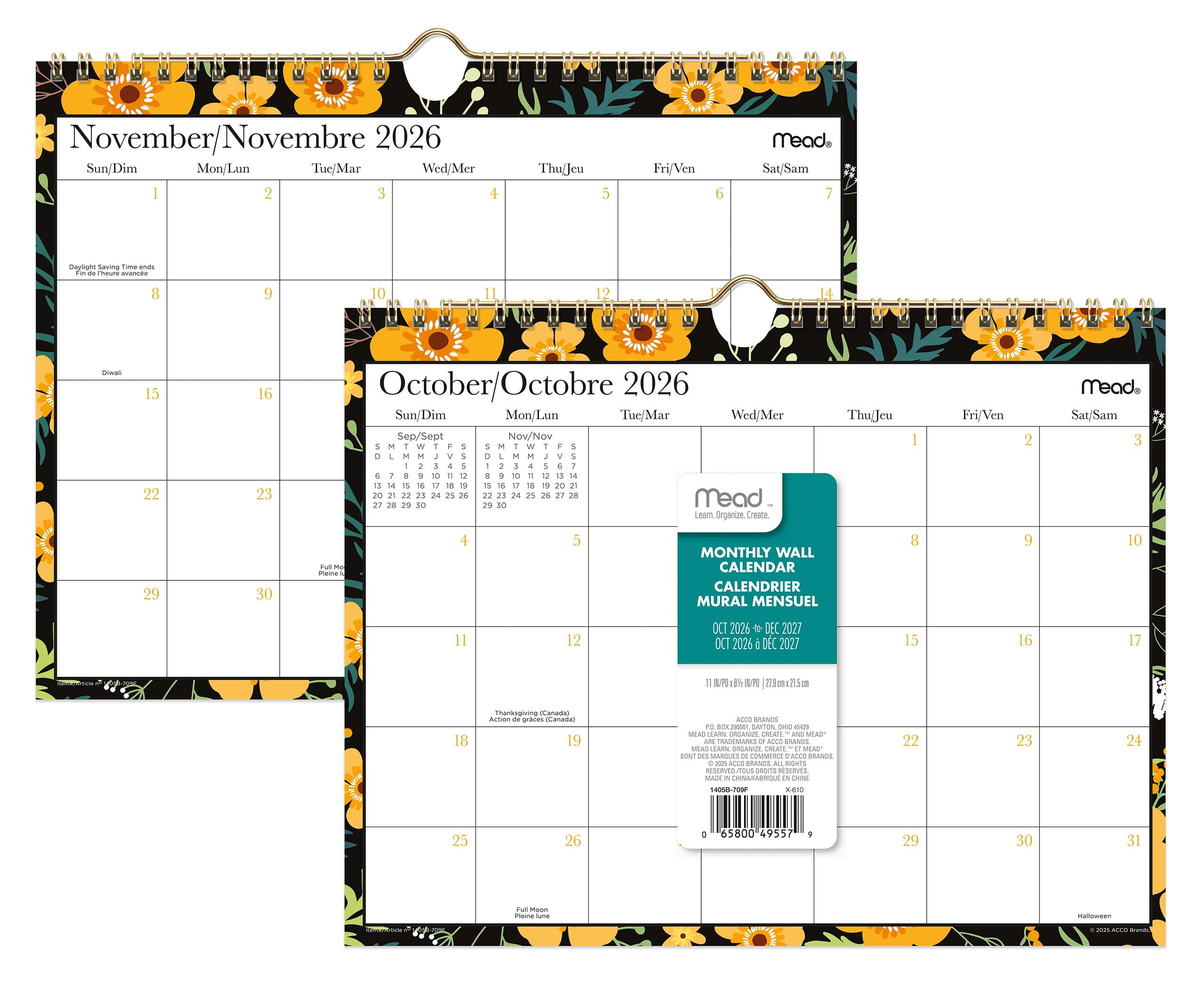 2027 Mead® Yellow Buttercup Compact Wall Calendar
