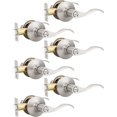 thumbnail image 1 of Levier de Porte en Nickel Satiné pour l'Intimité, Boutons de Porte Modernes pour Intérieur, pour Chambre et Salle de Bain, Poignée de Porte Robuste, Levier Ondulé Réversible, 1 of 7