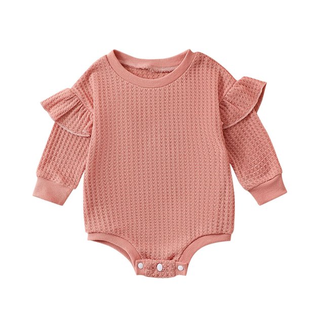 PMVFHDE Combinaison Fille Bébé Garçon Fille Pull Tricoté Barboteuse Surdimensionnée Col Rond Sweat Combinaison Tenues Mignonnes d'Automne Combinaisons & Barboteuses Filles Rose, 3-6 Mois