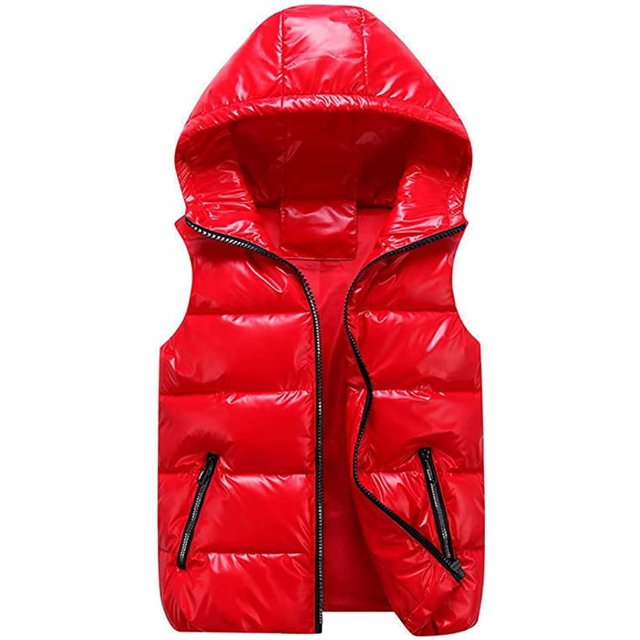 LinYooLi Short Down Vest for Women Sleeveless Winter Shiny Puffer Vest Coats Fashionable Jacket 2022