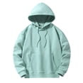 thumbnail image 1 of Yuyuzo Mens Hoodies Solid Color Long Sleeve Fashion Pullover Tops Drawstring Sweatshirt with Pocket, 1 of 6
