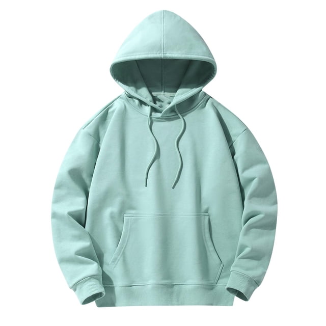 Yuyuzo Mens Hoodies Solid Color Long Sleeve Fashion Pullover Tops Drawstring Sweatshirt with Pocket